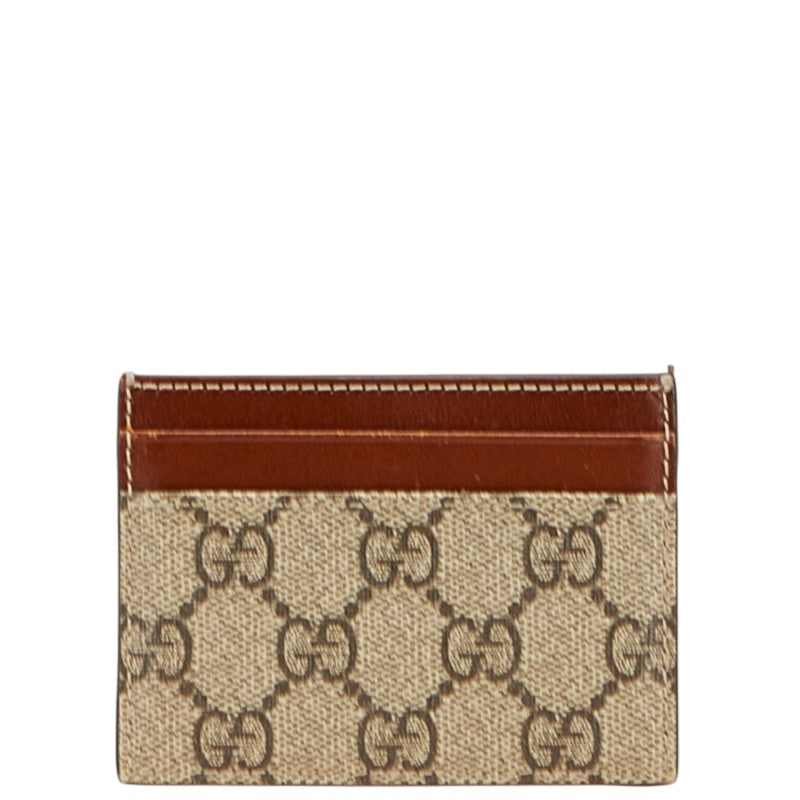グッチ GGスプリーム カードケース 233166 ベージュ ブラウン PVC レザー レディース GUCCI 【中古】