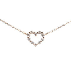 ヴァンドーム K10PG ピンクゴールド ダイヤ ハート モチーフ ペンダントネックレス レディース VANDOME 【中古】