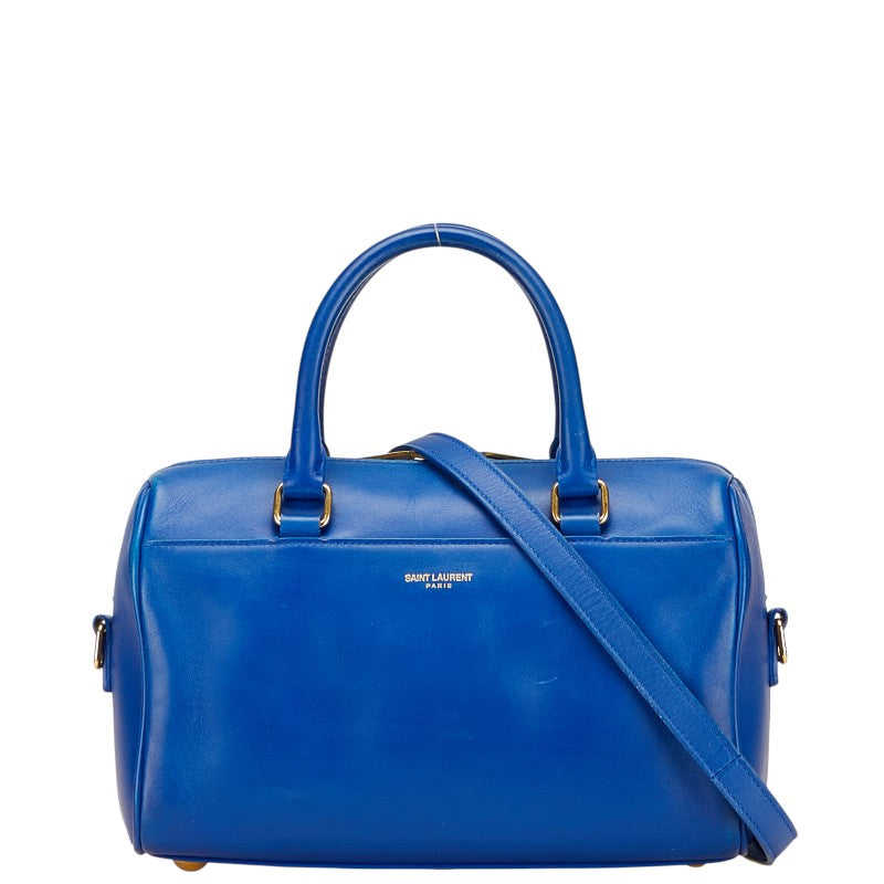 サンローラン ロゴ ハンドバッグ ショルダーバッグ 2WAY ブルー レザー レディース SAINT LAURENT 【中古】
