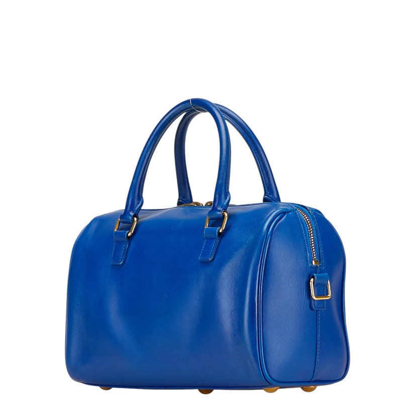 サンローラン ロゴ ハンドバッグ ショルダーバッグ 2WAY ブルー レザー レディース SAINT LAURENT 【中古】