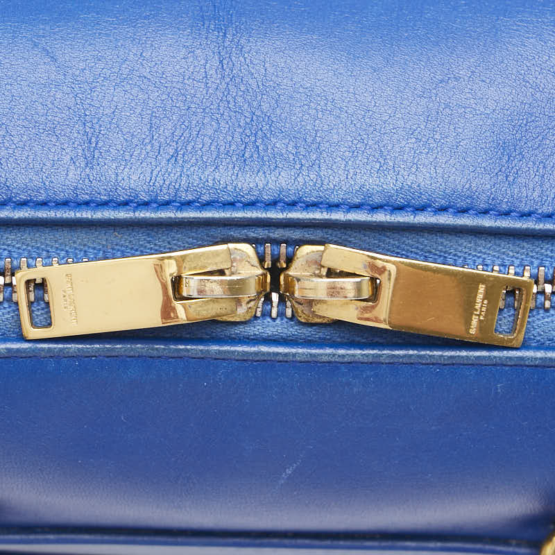 サンローラン ロゴ ハンドバッグ ショルダーバッグ 2WAY ブルー レザー レディース SAINT LAURENT 【中古】