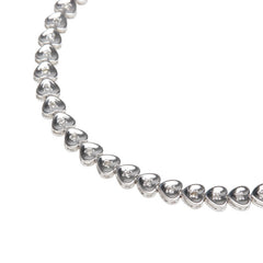 K14WG ホワイトゴールド ダイヤ0.31ct ハート モチーフ テニスチェーン ブレスレット レディース 【中古】
