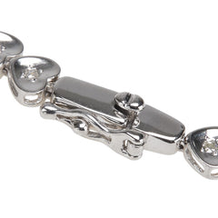 K14WG ホワイトゴールド ダイヤ0.31ct ハート モチーフ テニスチェーン ブレスレット レディース 【中古】