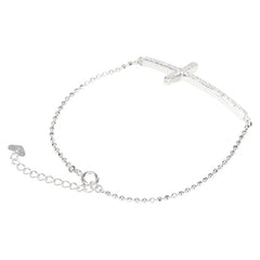 K14WG ホワイトゴールド ダイヤ0.28ct 十字架 クロス モチーフ ブレスレット レディース 【中古】