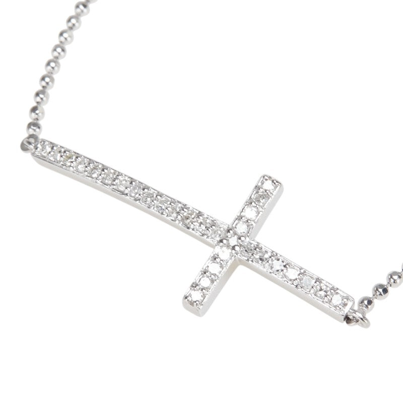 K14WG ホワイトゴールド ダイヤ0.28ct 十字架 クロス モチーフ ブレスレット レディース 【中古】