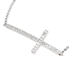 K14WG ホワイトゴールド ダイヤ0.28ct 十字架 クロス モチーフ ブレスレット レディース 【中古】