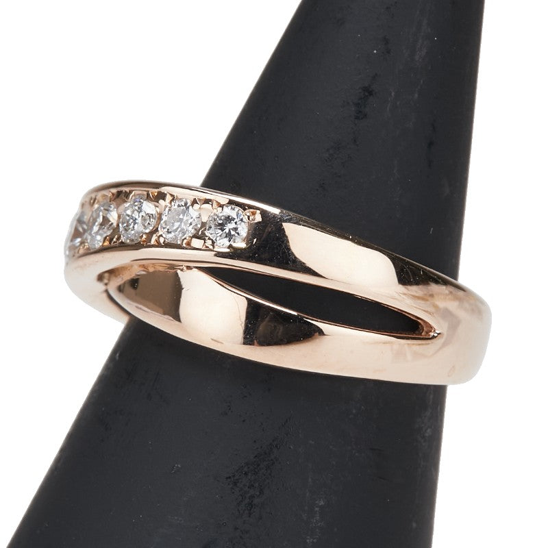 K18PG ピンクゴールド ダイヤ0.60ct クロス リング 指輪 レディース 9.5号 【中古】
