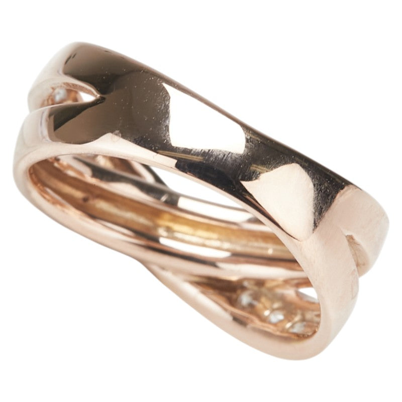 K18PG ピンクゴールド ダイヤ0.60ct クロス リング 指輪 レディース 9.5号 【中古】