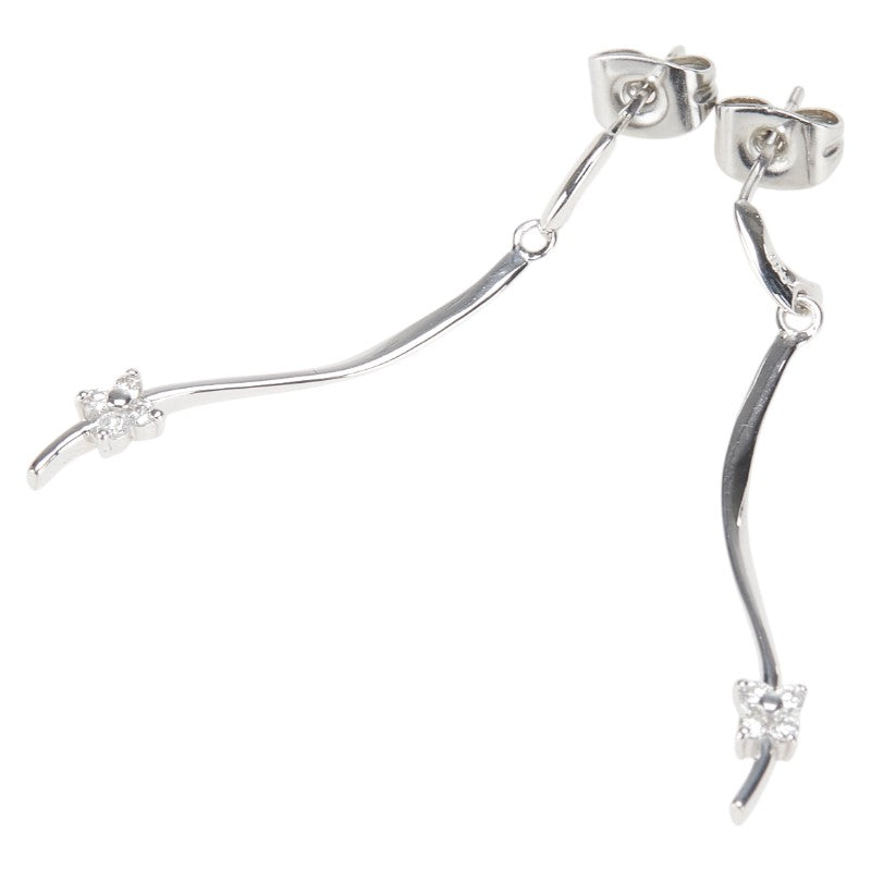 K18WG ホワイトゴールド ダイヤ0.10ct スイング スタッドピアス レディース 【中古】