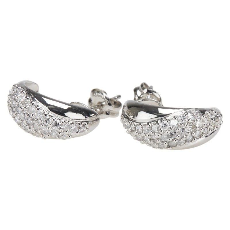 Pt900 プラチナ ダイヤ0.70ct パヴェ スタッドピアス レディース 【中古】