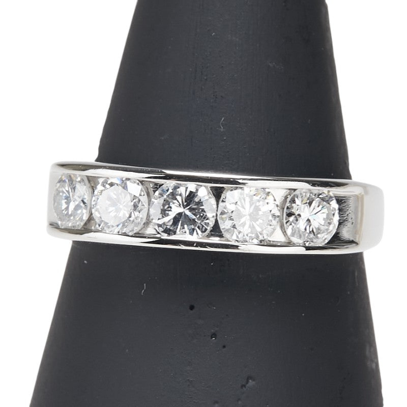 Pt900 プラチナ ダイヤ1.03ct 一文字 リング 指輪 レディース 14号 【中古】