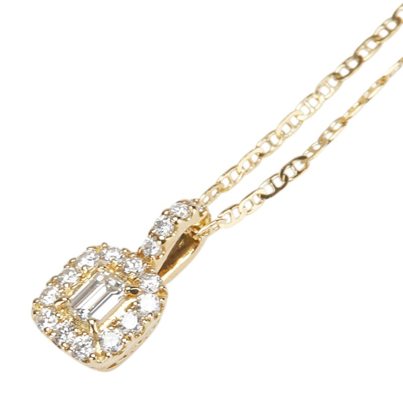 K18YG イエローゴールド ダイヤ0.08ct ダイヤ0.11ct ペンダントネックレス レディース 【中古】