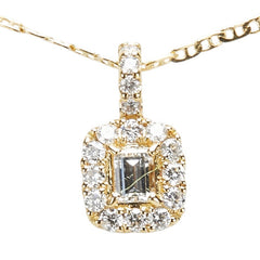 K18YG イエローゴールド ダイヤ0.08ct ダイヤ0.11ct ペンダントネックレス レディース 【中古】