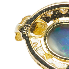 ノーブランド K18YG イエローゴールド ブラックオパール ダイヤ ペンダントトップ レディース no brand 【中古】