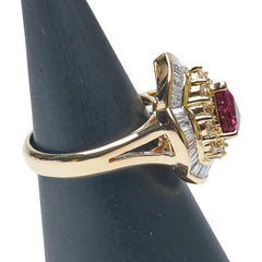 K18YG イエローゴールド ルビー ダイヤ リング 指輪 レディース 12.5号 【中古】