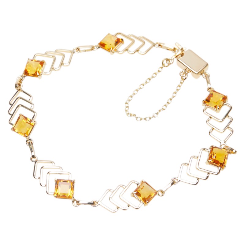 K18YG イエローゴールド シトリン ブレスレット レディース 【中古】