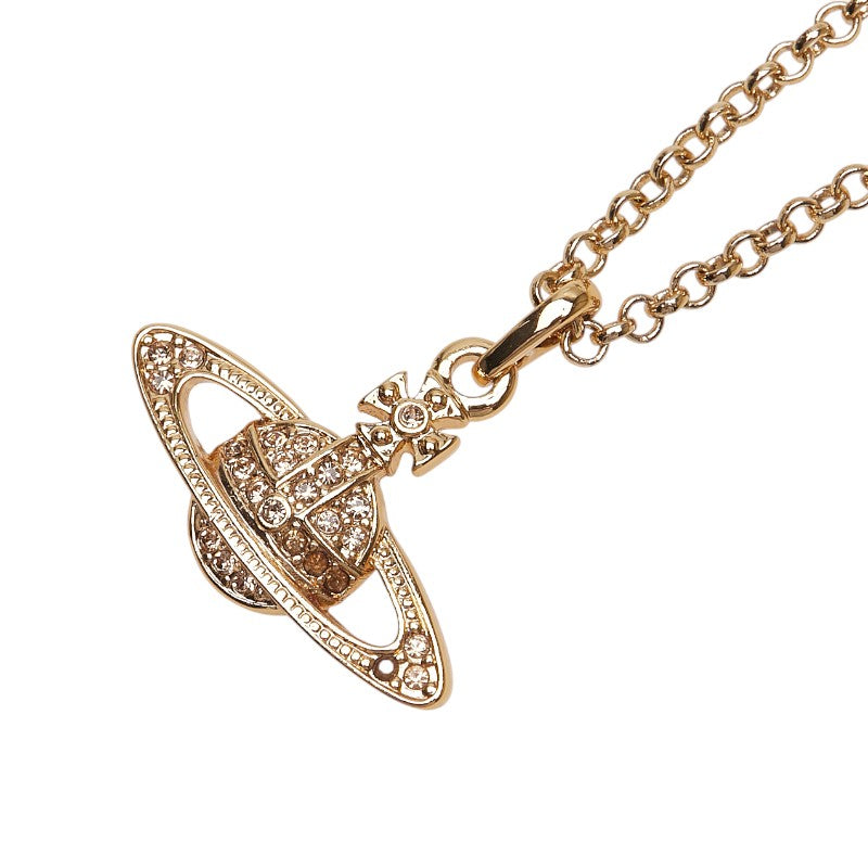 ヴィヴィアンウエストウッド ミニバスレリーフ ネックレス ゴールド メッキ ラインストーン レディース Vivienne Westwood 【中古】