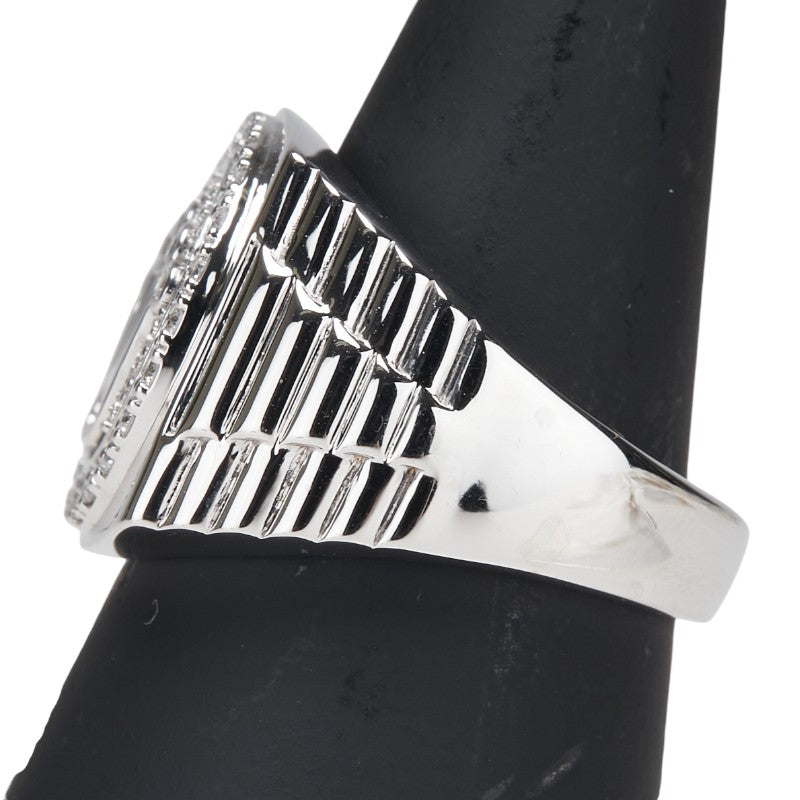 K18WG ホワイトゴールド ダイヤ0.50ct 王冠 リング 指輪 レディース 16号 【中古】