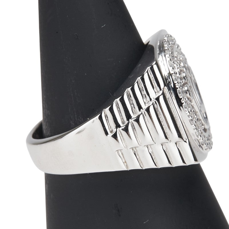 K18WG ホワイトゴールド ダイヤ0.50ct 王冠 リング 指輪 レディース 16号 【中古】