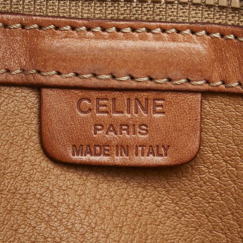 セリーヌ マカダム トートバッグ ハンドバッグ ブラウン PVC レザー レディース CELINE 【中古】