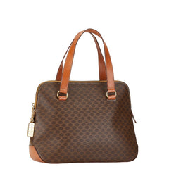 セリーヌ マカダム トートバッグ ハンドバッグ ブラウン PVC レザー レディース CELINE 【中古】