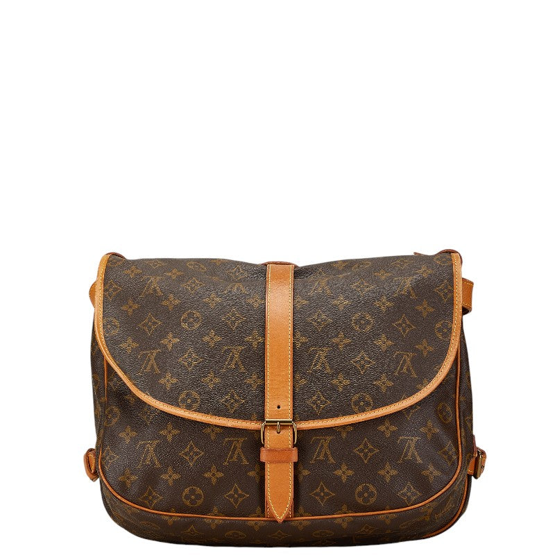 ルイ ヴィトン モノグラム ソミュール30 斜め掛け ショルダーバッグ M42256 ブラウン PVC レザー レディース LOUIS VUITTON 【中古】