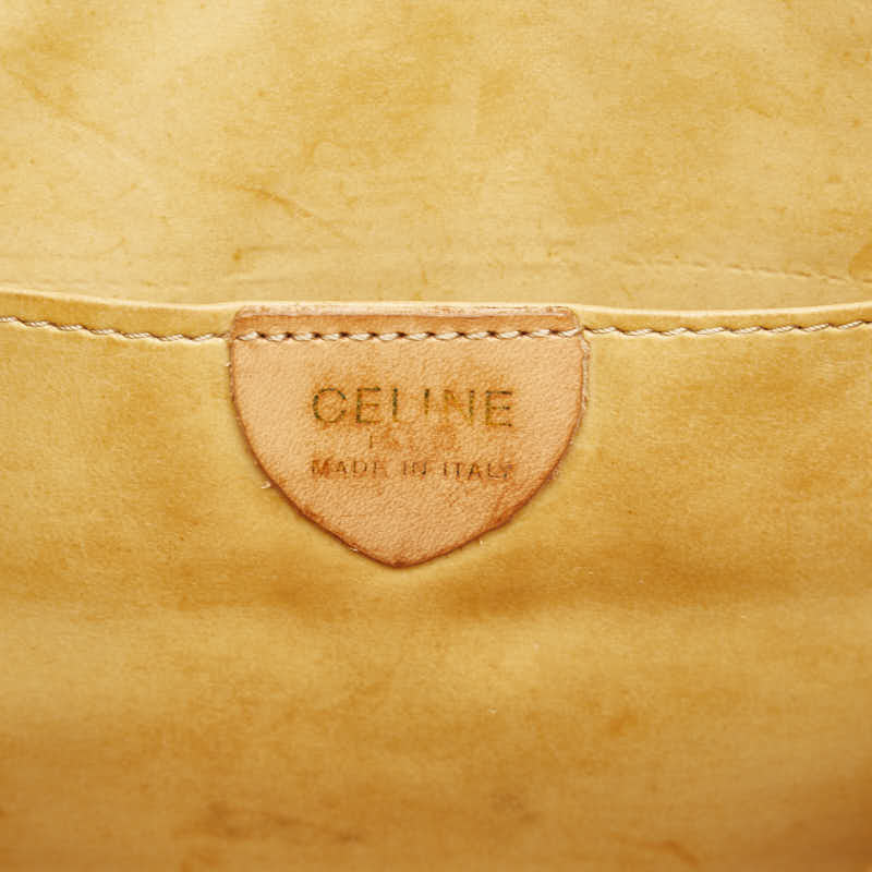 セリーヌ マカダム ショルダーバッグ ベージュ ブラウン PVC レザー レディース CELINE 【中古】