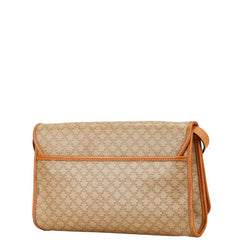 セリーヌ マカダム ショルダーバッグ ベージュ ブラウン PVC レザー レディース CELINE 【中古】