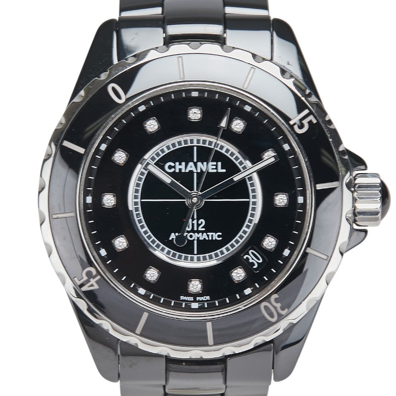 シャネル J12 12Pダイヤ 腕時計 H1626 自動巻き ブラック文字盤 ステンレススチール セラミック メンズ CHANEL 【中古】