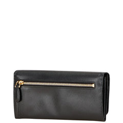 プラダ 三角ロゴプレート 長財布 ブラック レザー レディース PRADA 【中古】