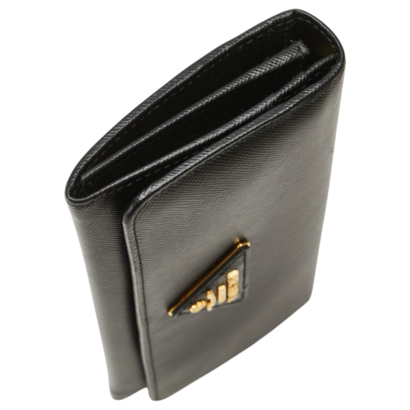 プラダ 三角ロゴプレート 長財布 ブラック レザー レディース PRADA 【中古】