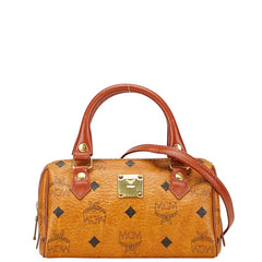 エム シー エム ヴィセトス ロゴグラム ハンドバッグ ショルダーバッグ 2WAY ブラウン PVC レザー レディース MCM 【中古】