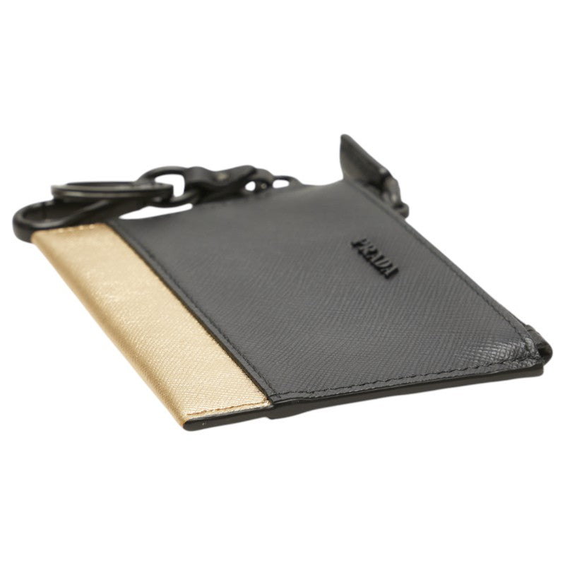 プラダ コインケース ブラック ゴールド レザー メンズ PRADA 【中古】