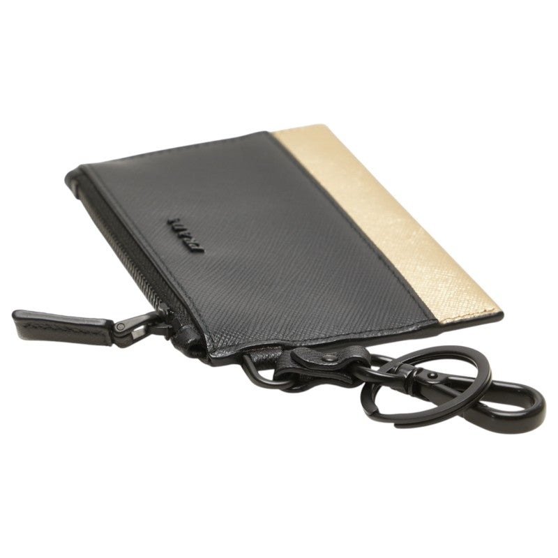 プラダ コインケース ブラック ゴールド レザー メンズ PRADA 【中古】