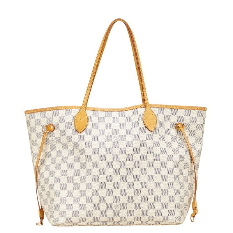 ルイ ヴィトン ダミエ アズール ネヴァーフルMM トートバッグ ワンショルダーバッグ N51107 ホワイト アイボリー PVC レザー レディース LOUIS VUITTON 【中古】