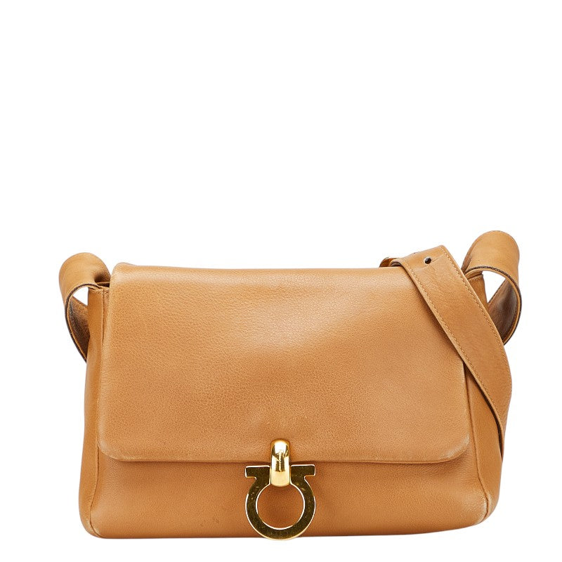 サルヴァトーレフェラガモ ガンチーニ ショルダーバッグ ブラウン レザー レディース Salvatore Ferragamo 【中古】