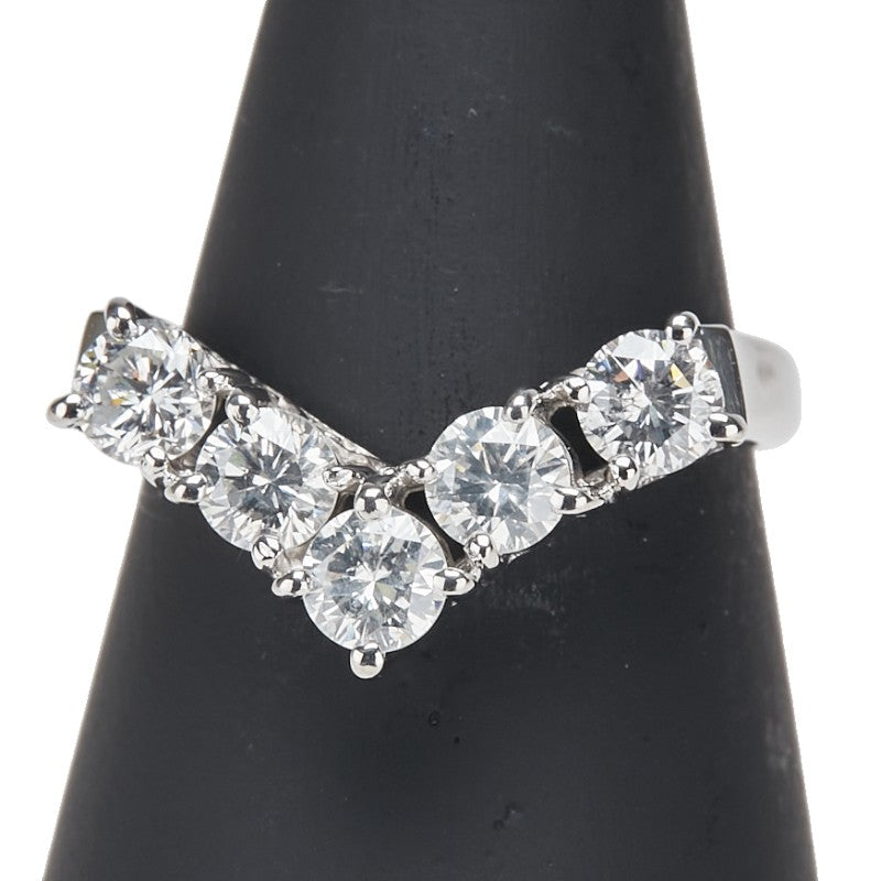 Pt850 プラチナ ダイヤ1.27ct Ｖ字 リング 指輪 レディース 14.5号 【中古】