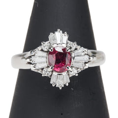 Pt900 プラチナ ルビー0.33ct ダイヤ0.53ct リング 指輪 レディース 10号 【中古】