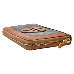 トリーバーチ L字ファスナー 長財布 ブラウン ブラック エナメル レザー レディース Tory Burch 【中古】