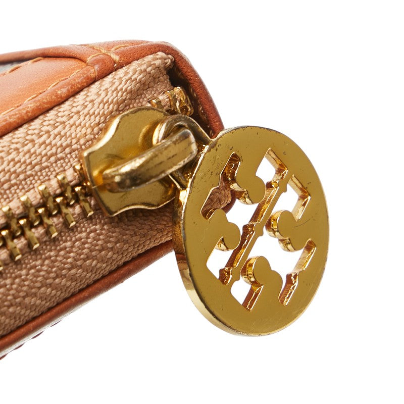 トリーバーチ L字ファスナー 長財布 ブラウン ブラック エナメル レザー レディース Tory Burch 【中古】