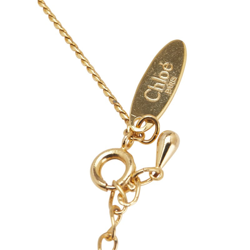 クロエ リーフ モチーフ ラインストーン ネックレス ゴールド メッキ レディース Chloe 【中古】