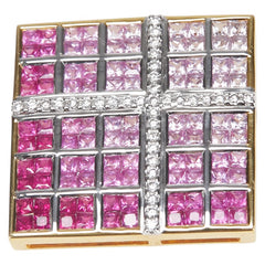 K18WG ホワイトゴールド K18YG イエローゴールド ピンクサファイア6.645ct ダイヤ0.41ct ペンダントトップ レディース 【中古】