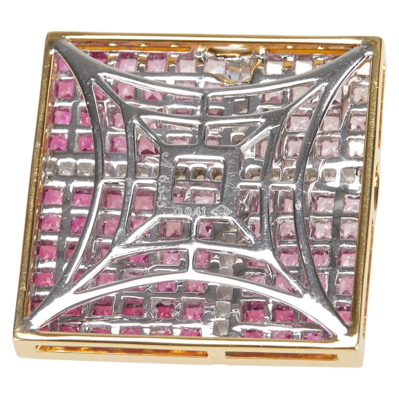 K18WG ホワイトゴールド K18YG イエローゴールド ピンクサファイア6.645ct ダイヤ0.41ct ペンダントトップ レディース 【中古】