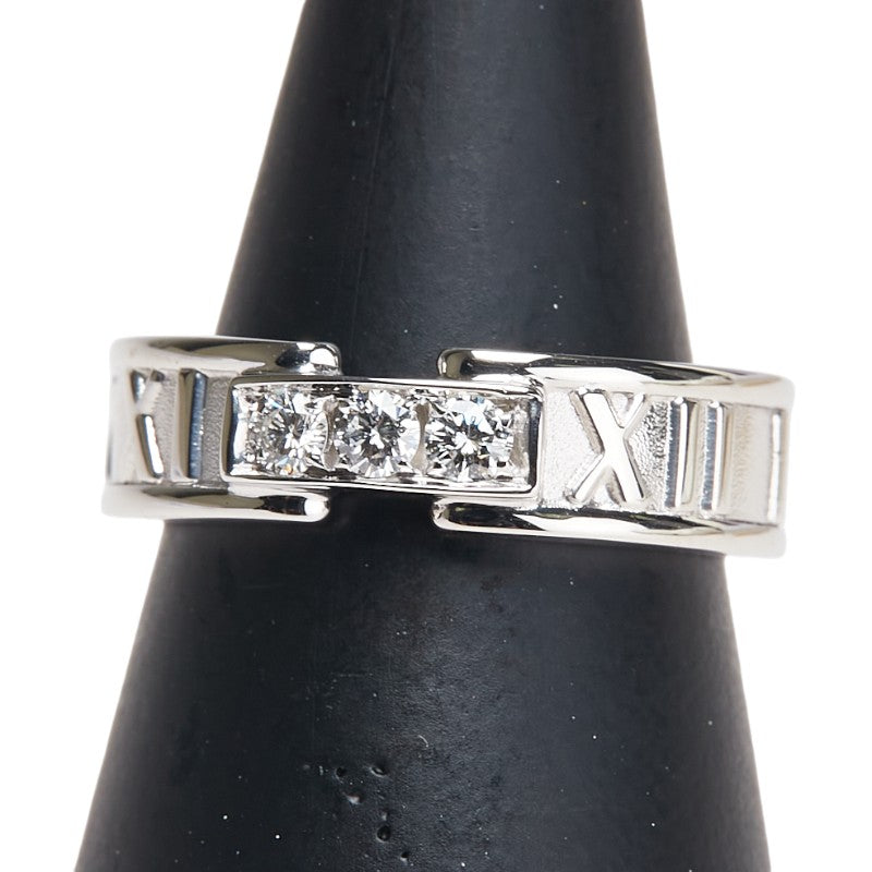 ティファニー K18WG ホワイトゴールド ダイヤ アトラス 3P リング 指輪 レディース TIFFANY&Co. 11号 【中古】
