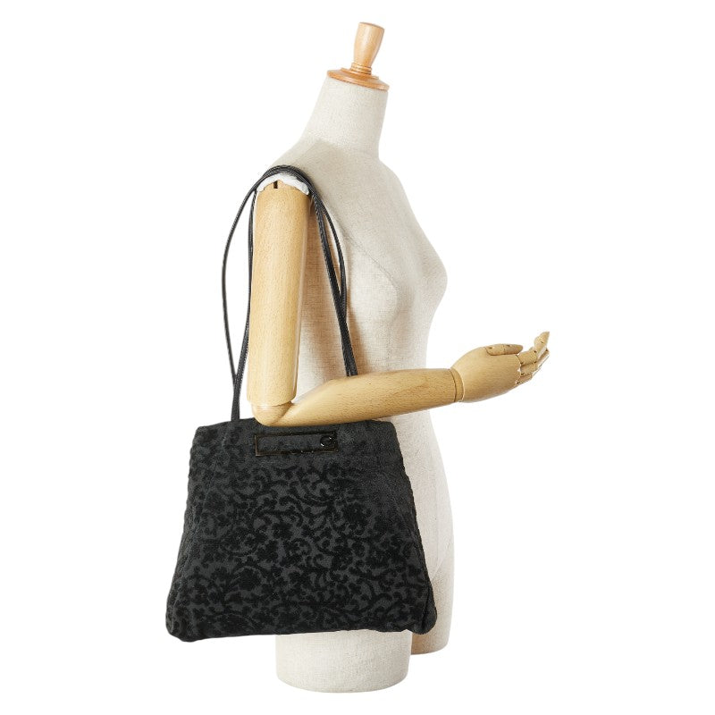 ジバンシー 花柄 ジャガード ショルダーバッグ ブラック キャンバス レザー レディース Givenchy 【中古】