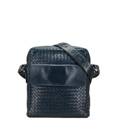 ボッテガヴェネタ イントレチャート 斜め掛け ショルダーバッグ ネイビー レザー レディース BOTTEGAVENETA 【中古】
