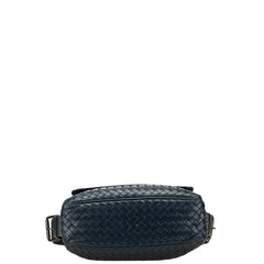 ボッテガヴェネタ イントレチャート 斜め掛け ショルダーバッグ ネイビー レザー レディース BOTTEGAVENETA 【中古】