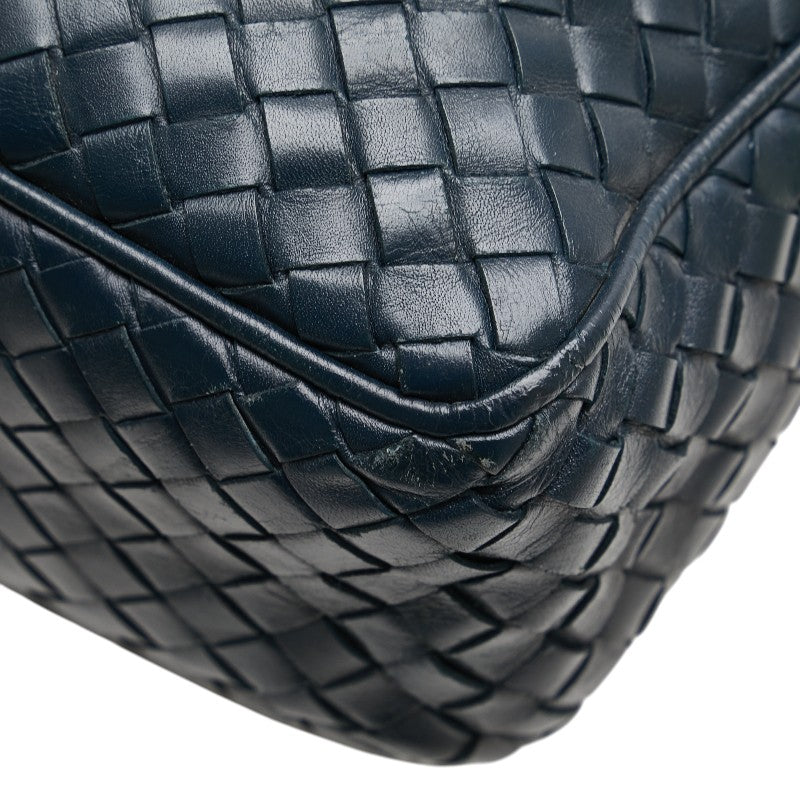ボッテガヴェネタ イントレチャート 斜め掛け ショルダーバッグ ネイビー レザー レディース BOTTEGAVENETA 【中古】