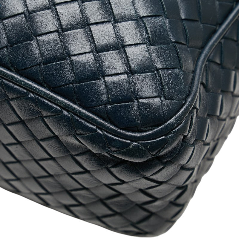 ボッテガヴェネタ イントレチャート 斜め掛け ショルダーバッグ ネイビー レザー レディース BOTTEGAVENETA 【中古】