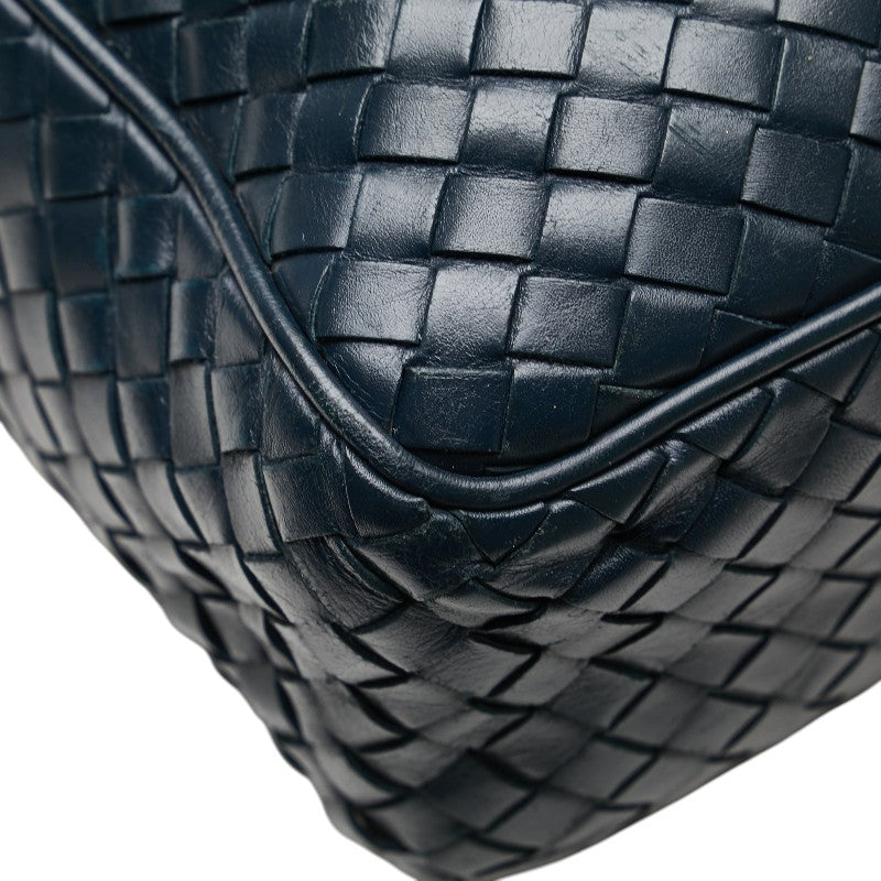 ボッテガヴェネタ イントレチャート 斜め掛け ショルダーバッグ ネイビー レザー レディース BOTTEGAVENETA 【中古】